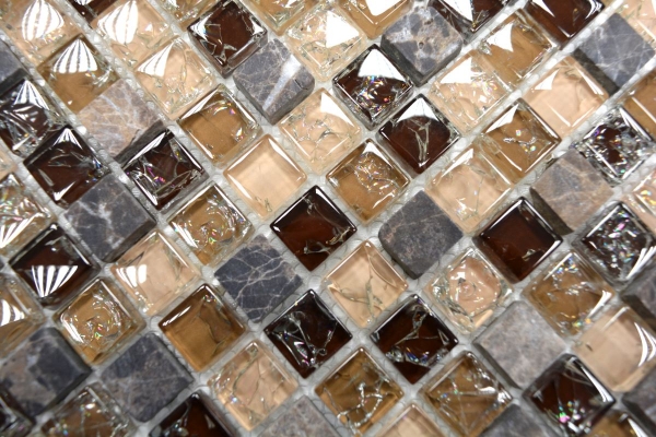 Muestra de mano mosaico azulejo translúcido beige oscuro mosaico de vidrio Cristal piedra emperador oscuro MOS92-1055_m
