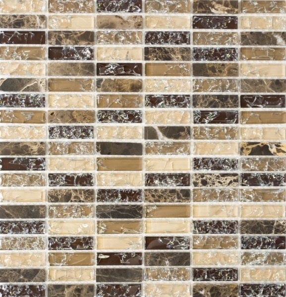 Muestra de mano mosaico azulejo Azulejo backsplash Translúcido beige oscuro varillas Mosaico de vidrio Piedra de cristal emperador oscuro MOS87-S1255_m