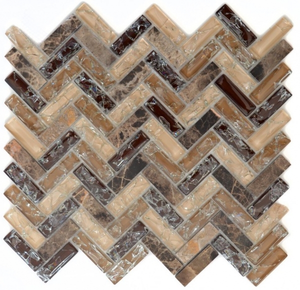Muestra de mano mosaico azulejo espiga marrón oscuro translúcido mosaico de vidrio Cristal piedra emperador oscuro MOS87HB-1355_m