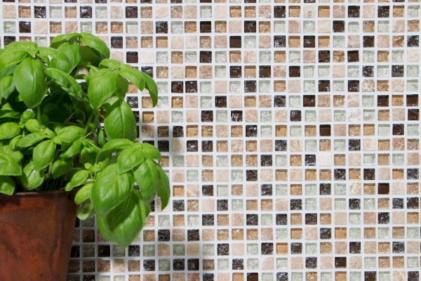 Muestra de mano azulejo mosaico Azulejo backsplash Translúcido beige claro Mosaico de vidrio Piedra de cristal emperador luz MOS92-1053_m
