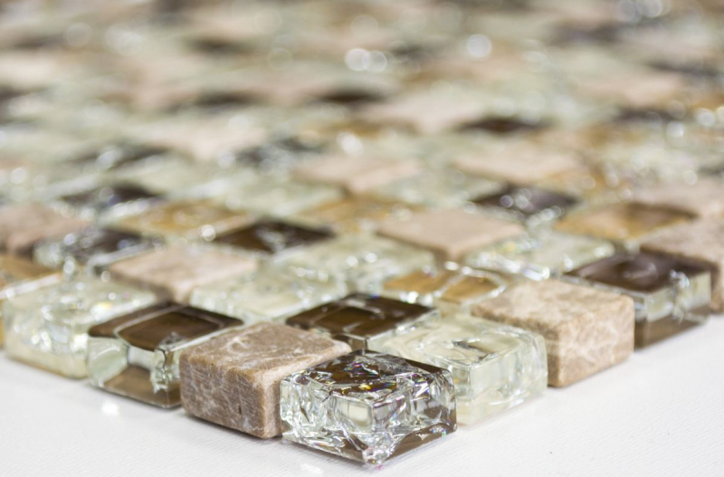 Muestra de mano azulejo mosaico Azulejo backsplash Translúcido beige claro Mosaico de vidrio Piedra de cristal emperador luz MOS92-1053_m