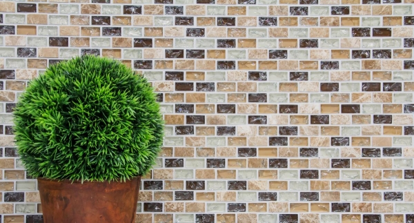 Muestra de mano mosaico azulejo azulejo backsplash translúcido luz beige ladrillo vidrio mosaico cristal piedra emperador luz MOS87-B1153_m