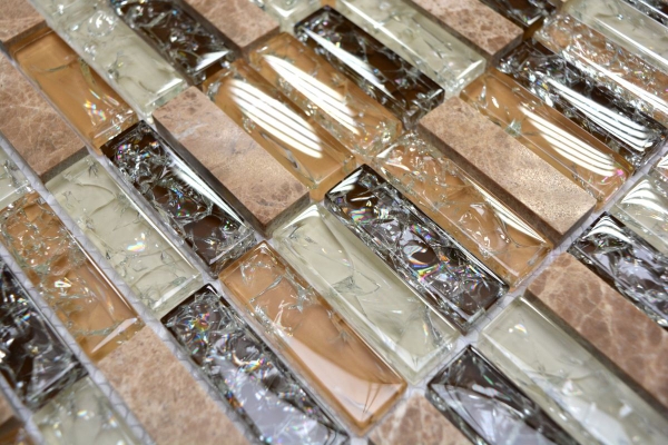 Muestra de mano mosaico azulejo translúcido beige claro varillas mosaico de vidrio Cristal piedra emperador luz MOS87-S1253_m
