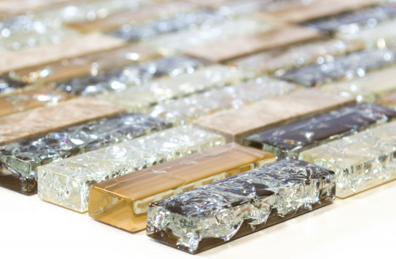 Muestra de mano mosaico azulejo translúcido beige claro varillas mosaico de vidrio Cristal piedra emperador luz MOS87-S1253_m