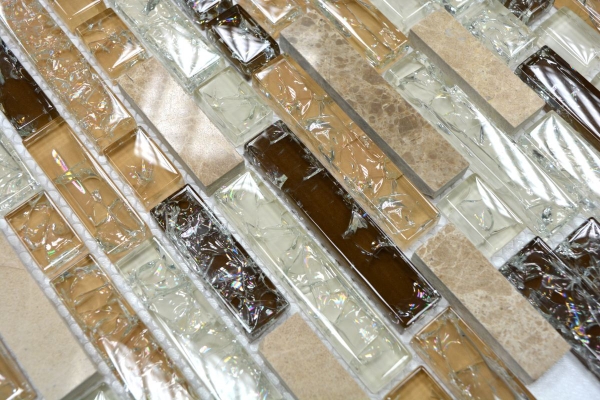 Muestra de mano mosaico azulejo translúcido beige claro compuesto mosaico de vidrio Cristal piedra emperador luz MOS87-V1353_m