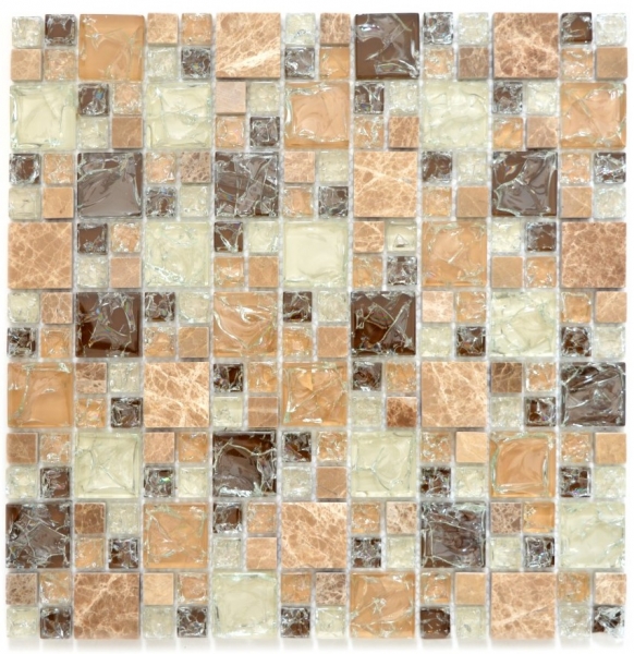 Muestra de mano mosaico azulejo translúcido marrón claro combinación mosaico de vidrio Cristal piedra emperador luz MOS87-K1453_m