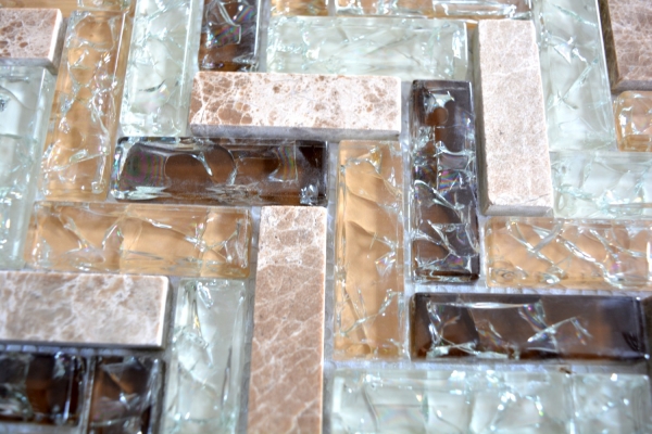 Muestra de mano mosaico azulejo marrón claro translúcido espiga de vidrio mosaico Cristal piedra emperador luz MOS87HB-1253_m