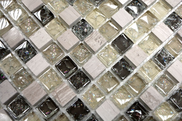Muestra de mano mosaico azulejo Gris-verde translúcido Mosaico de vidrio Piedra de cristal gris-verde MOS92-1052_m