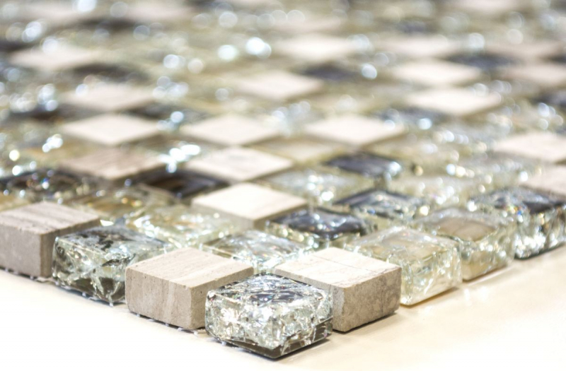 Muestra de mano mosaico azulejo Gris-verde translúcido Mosaico de vidrio Piedra de cristal gris-verde MOS92-1052_m