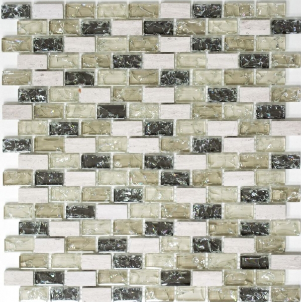 Muestra de mano mosaico Azulejo backsplash Translúcido gris-verde Ladrillo Mosaico de vidrio Piedra de cristal gris-verde MOS87-B1152_m