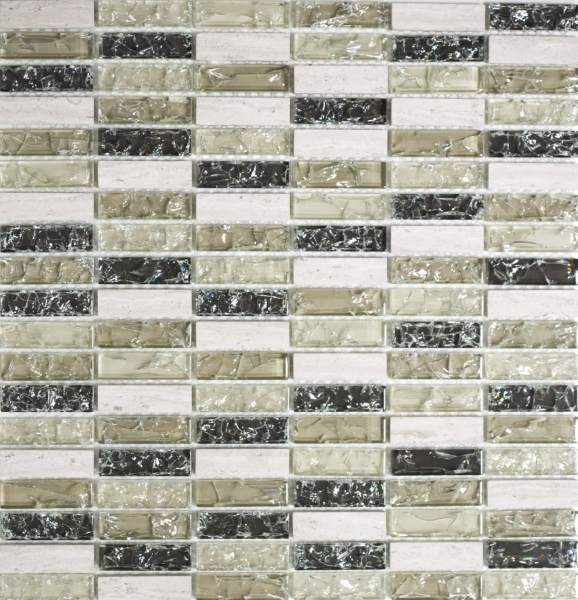 Muestra de mano mosaico azulejo translúcido gris-verde varillas mosaico de vidrio Cristal piedra gris-verde MOS87-S1252_m
