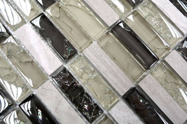 Muestra de mano mosaico azulejo translúcido gris-verde varillas mosaico de vidrio Cristal piedra gris-verde MOS87-S1252_m