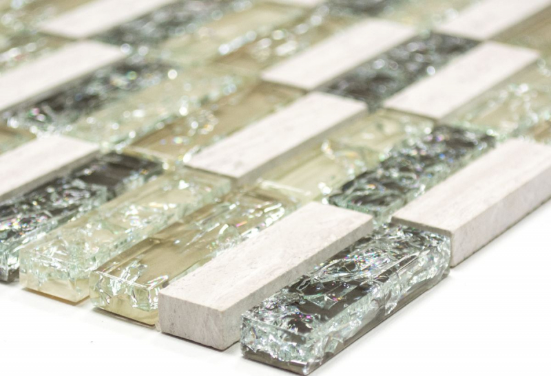 Muestra de mano mosaico azulejo translúcido gris-verde varillas mosaico de vidrio Cristal piedra gris-verde MOS87-S1252_m