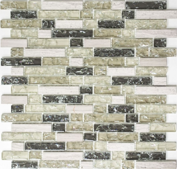 Muestra de mano mosaico azulejo azulejo backsplash translúcido gris-verde compuesto vidrio mosaico Crystal piedra gris-verde MOS87-V1352_m