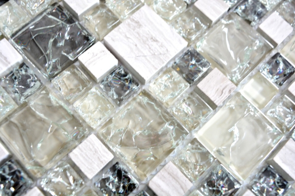 Muestra de mano mosaico azulejo translúcido gris-verde combinación mosaico de vidrio Cristal piedra gris-verde MOS87-K1452_m