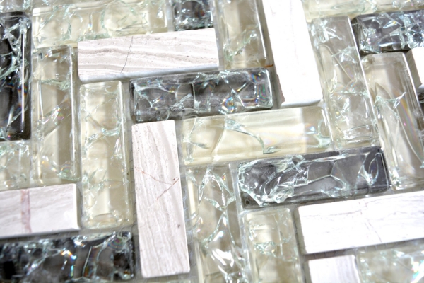Muestras de mano mosaico azulejo translúcido gris-verde espiga mosaico de vidrio Crystal piedra gris-verde MOS87HB-0552_m