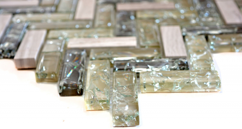 Muestras de mano mosaico azulejo translúcido gris-verde espiga mosaico de vidrio Crystal piedra gris-verde MOS87HB-0552_m