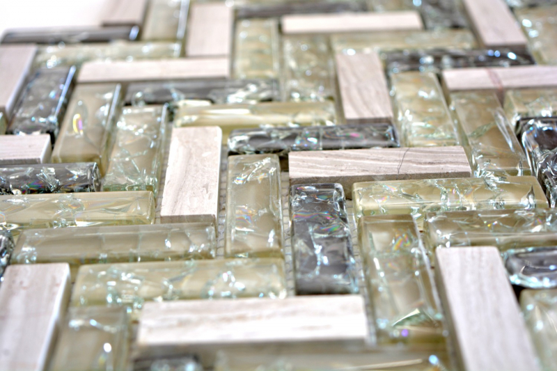 Muestras de mano mosaico azulejo translúcido gris-verde espiga mosaico de vidrio Crystal piedra gris-verde MOS87HB-0552_m