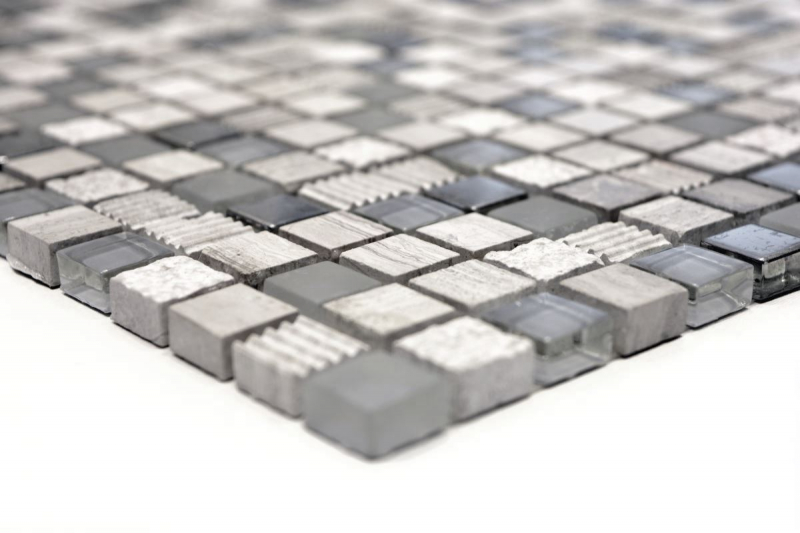 Muestra de mano mosaico azulejo Azulejo backsplash Translúcido gris claro plata Mosaico de vidrio Piedra de cristal EP gris claro plata MOS92-HQ10_m