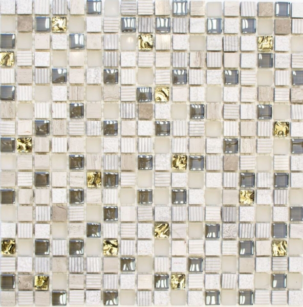 Muestra de mano azulejo mosaico Azulejo backsplash Translúcido oro gris claro Mosaico de vidrio Piedra de cristal EP oro gris claro MOS92-HQ12_m