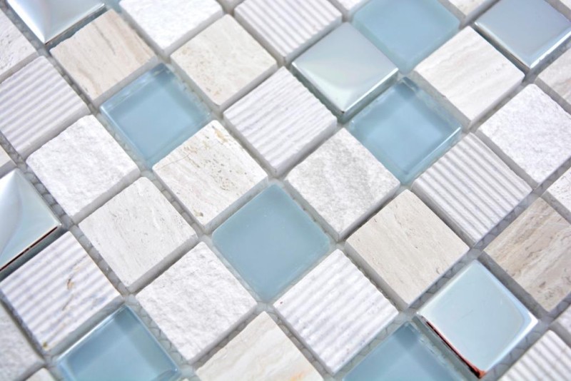 Piedra natural rústico mosaico de azulejos de vidrio mosaico de mármol luz gris plata beige esmerilado vidrio azulejo backsplash pared cocina baño aseo - MOS92-HQ20