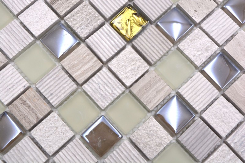 Piedra natural rústico mosaico de azulejos de vidrio mosaico de mármol luz gris oro esmerilado estructura de vidrio azulejo backsplash pared baño cocina aseo - MOS83-HQ22