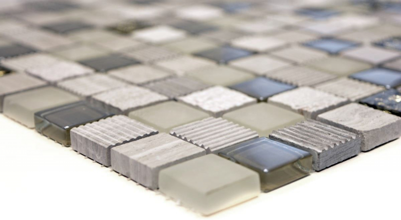 Muestra de mano mosaico azulejo Azulejo backsplash Translúcido oro gris claro Mosaico de vidrio Piedra de cristal EP oro gris claro MOS83-HQ22_m