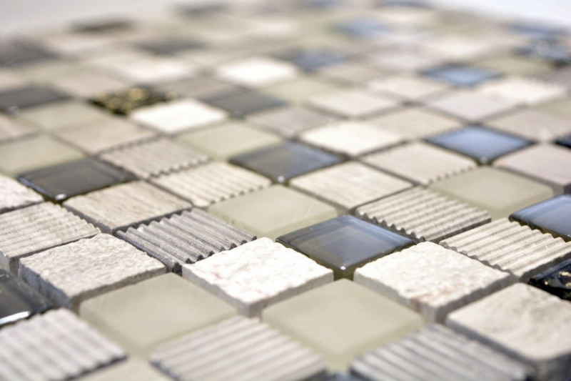 Muestra de mano mosaico azulejo Azulejo backsplash Translúcido oro gris claro Mosaico de vidrio Piedra de cristal EP oro gris claro MOS83-HQ22_m
