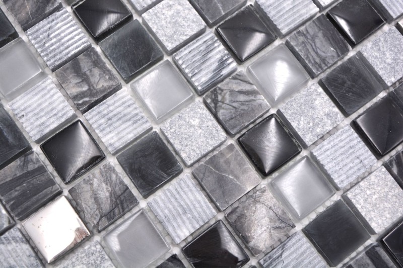 Piedra natural mosaico rústico azulejo mosaico de vidrio gris negro plata antracita blanco azulejo backsplash pared de la cocina WC - MOS83-HQ24