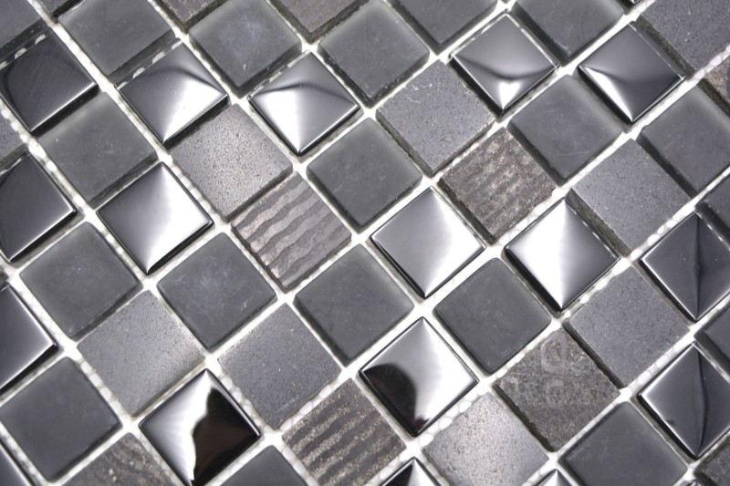 Piedra natural mosaico rústico azulejo mosaico de vidrio de mármol esmerilado de vidrio gris oscuro negro antracita azulejo backsplash baño cocina - MOS83-HQ29