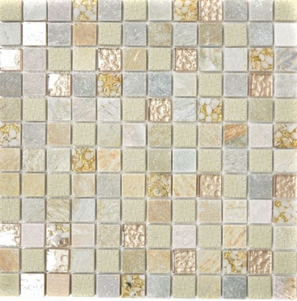 Muestra de mano mosaico azulejo Azulejo backsplash Translúcido oro beige Mosaico de vidrio Cristal piedra oro beige estructura MOS83-CR27_m