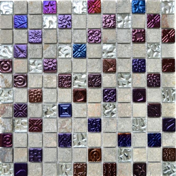 Muestra de mano mosaico azulejo azulejo backsplash gris translúcido mosaico de vidrio Crystal piedra diseño cuarcita gris MOS83-CR37_m