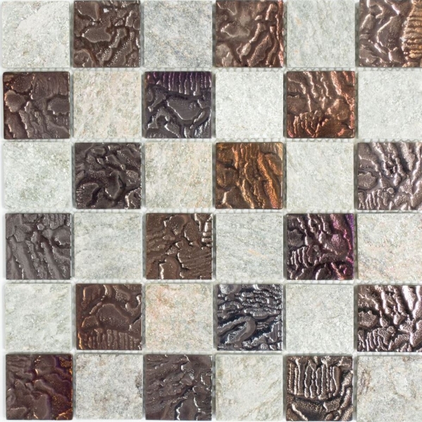 Muestra de mano mosaico azulejo azulejo backsplash gris translúcido mosaico de vidrio Crystal diseño de piedra cuarcita gris MOS88-CR73_m