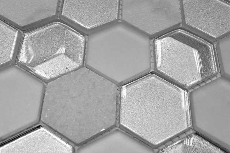 Muestra de mano azulejo mosaico Azulejo backsplash Blanco translúcido Hexágono mosaico de vidrio Piedra de cristal 3D blanco MOS11D-HXN11_m
