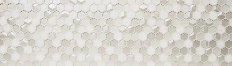 Muestra de mano azulejo mosaico Azulejo backsplash Blanco translúcido Hexágono mosaico de vidrio Piedra de cristal 3D blanco MOS11D-HXN11_m
