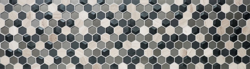 Piedra natural mosaico de vidrio azulejos de mosaico hexagonal antracita gris claro gris rayas azulejo backsplash revestimiento de paredes cuarto de baño - MOS11D-22