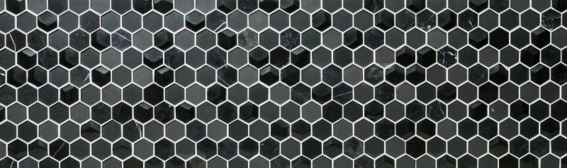 Muestra de mano mosaico azulejo Azulejo backsplash Negro translúcido Hexágono mosaico de vidrio Piedra de cristal 3D negro MOS11D-33_m