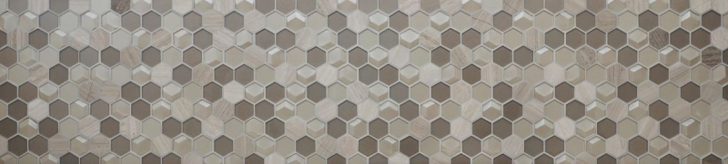Muestra de mano mosaico azulejo Azulejo backsplash Gris claro translúcido Hexágono mosaico de vidrio Piedra de cristal 3D gris claro MOS11D-44_m