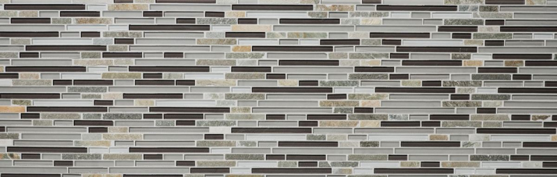 Muestra de mano mosaico azulejo azulejo backsplash translúcido gris marrón compuesto mosaico de vidrio Crystal piedra gris marrón MOS86-0202_m