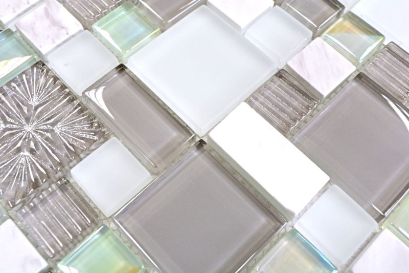 Piedra natural mosaico de vidrio mosaico azulejos blanco gris antracita esmerilado vidrio azulejo backsplash cocina splashback - MOS88-MC659