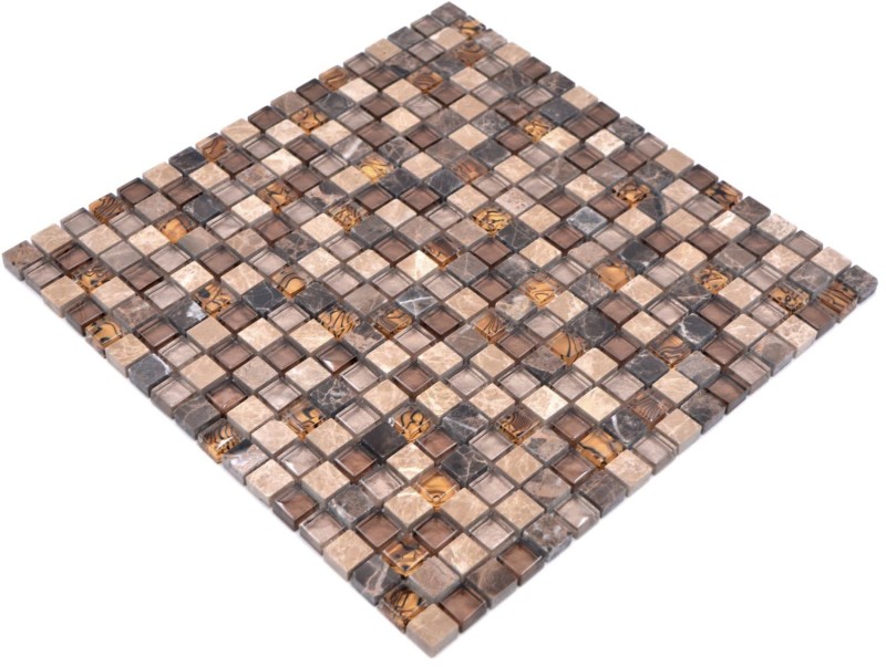 Mosaico de vidrio de piedra natural mosaico de azulejos beige marrón crema mármol backsplash cocina cuarto de baño - MOS92-1303