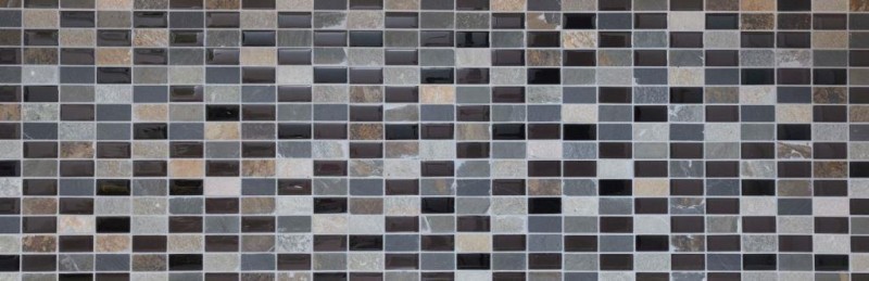 Mosaico rectangular azulejos de mosaico de vidrio beige negro antracita piedra azulejos backsplash cocina backsplash baño WC - MOS87-1312
