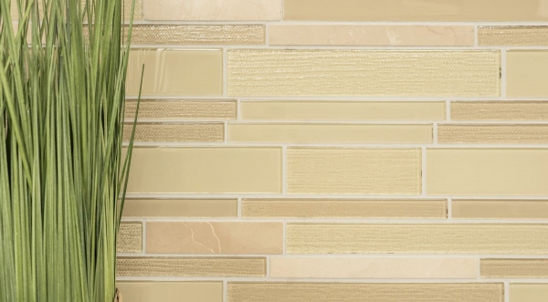 Muestra de mano mosaico azulejo Azulejo espejo translúcido beige mosaico de vidrio compuesto Piedra de cristal beige MOS67-GV14_m
