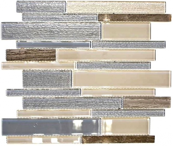 Mosaico de vidrio de piedra natural azulejos de mosaico compuesto varillas beige gris antracita marrón claro azulejo backsplash pared de la cocina - MOS67-GV24