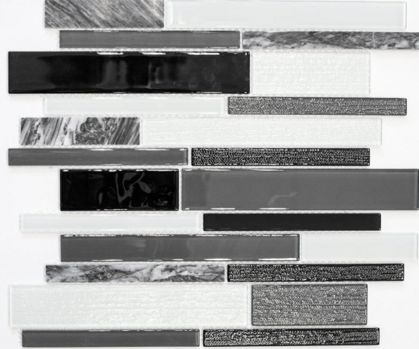 Muestra de mano mosaico azulejo azulejo backsplash translúcido gris negro compuesto vidrio mosaico Crystal piedra claro gris negro MOS67-GV34_m