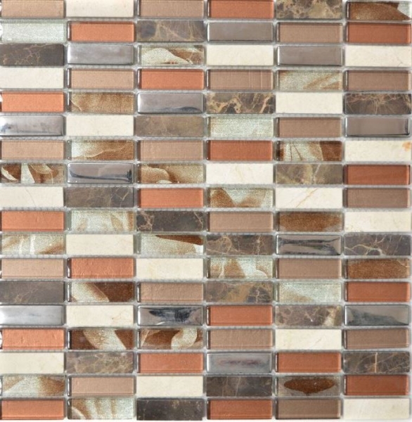 Muestra de mano mosaico azulejo espejo translúcido marrón plata rectángulo vidrio mosaico cristal piedra marrón MOS87-SM78_m