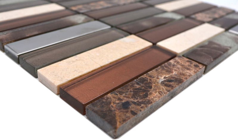 Rectangular azulejos de mosaico de vidrio mosaico de piedra marrón bronce plata cobre azulejo backsplash cocina azulejo pared WC - MOS87-78X