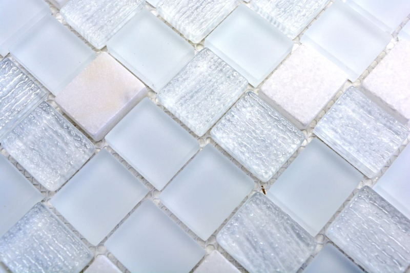 Muestras de mano mosaico azulejo translúcido blanco rectángulo vidrio mosaico cristal piedra blanco MOS82-0111_m