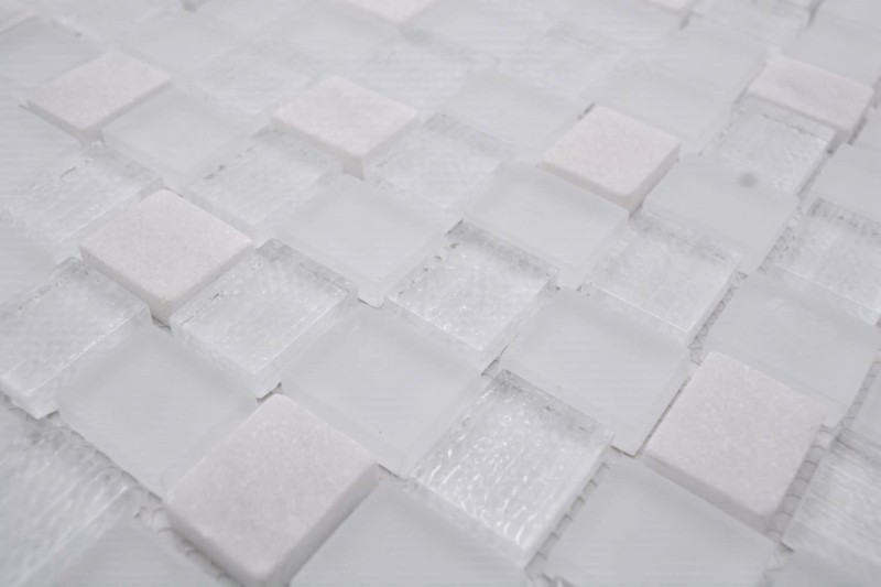 Piedra natural mosaico rústico azulejo mosaico de vidrio de mármol esmerilado vidrio blanco claro esmerilado azulejo espejo pared baño cocina aseo - MOS82-0111