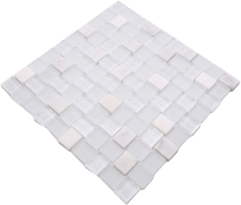 Piedra natural mosaico rústico azulejo mosaico de vidrio de mármol esmerilado vidrio blanco claro esmerilado azulejo espejo pared baño cocina aseo - MOS82-0111
